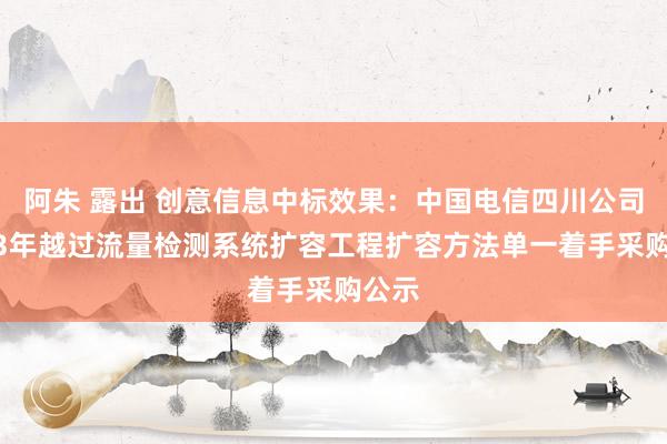 阿朱 露出 创意信息中标效果：中国电信四川公司2023年越过流量检测系统扩容工程扩容方法单一着手采购公示