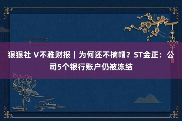 狠狠社 V不雅财报｜为何还不摘帽？ST金正：公司5个银行账户仍被冻结