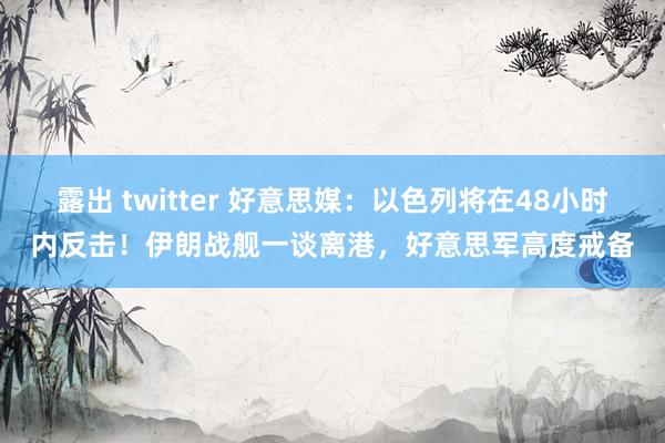 露出 twitter 好意思媒：以色列将在48小时内反击！伊朗战舰一谈离港，好意思军高度戒备