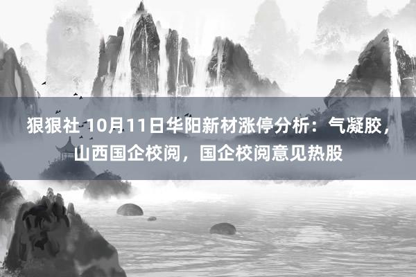 狠狠社 10月11日华阳新材涨停分析：气凝胶，山西国企校阅，国企校阅意见热股