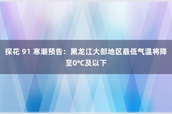 探花 91 寒潮预告：黑龙江大部地区最低气温将降至0℃及以下