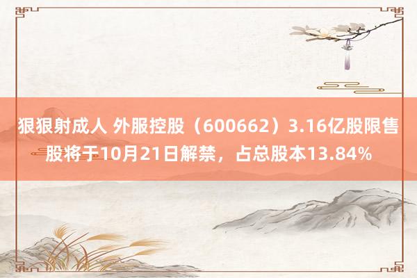 狠狠射成人 外服控股（600662）3.16亿股限售股将于10月21日解禁，占总股本13.84%