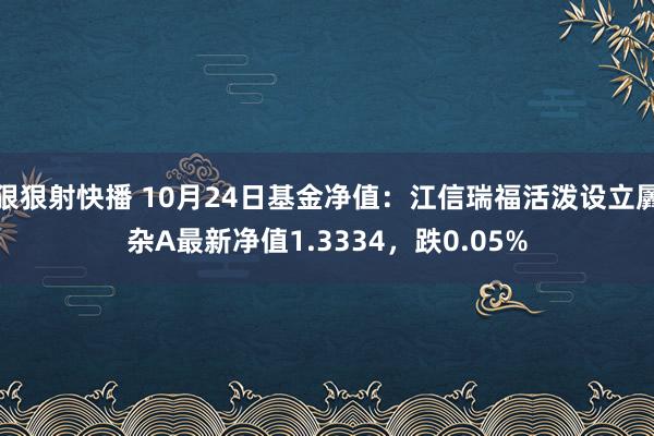 狠狠射快播 10月24日基金净值：江信瑞福活泼设立羼杂A最新净值1.3334，跌0.05%