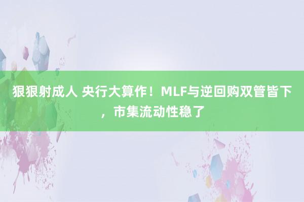 狠狠射成人 央行大算作！MLF与逆回购双管皆下，市集流动性稳了