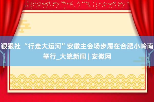 狠狠社 “行走大运河”安徽主会场步履在合肥小岭南举行_大皖新闻 | 安徽网