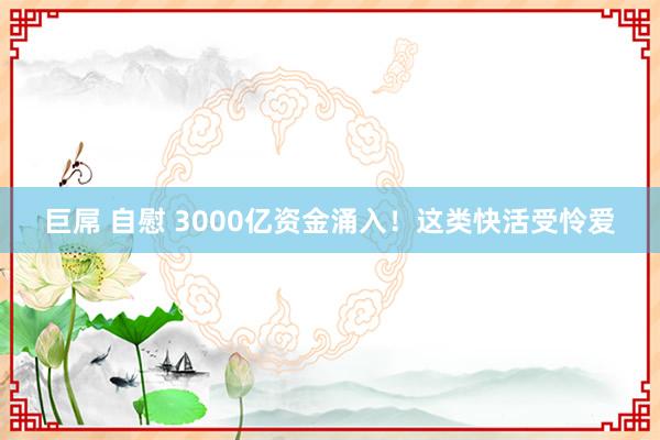 巨屌 自慰 3000亿资金涌入！这类快活受怜爱