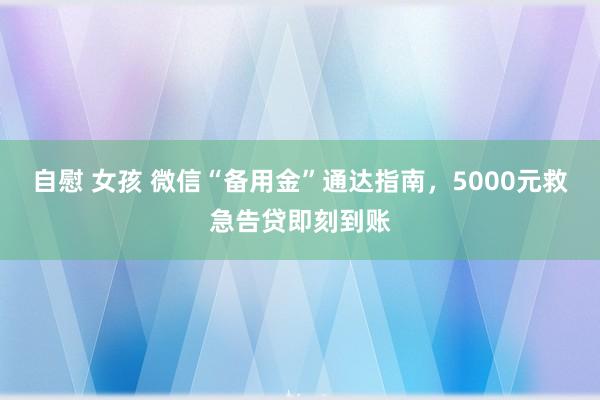 自慰 女孩 微信“备用金”通达指南，5000元救急告贷即刻到账