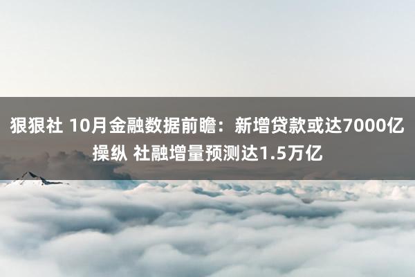 狠狠社 10月金融数据前瞻：新增贷款或达7000亿操纵 社融增量预测达1.5万亿