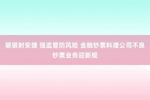 狠狠射安捷 强监管防风险 金融钞票料理公司不良钞票业务迎新规