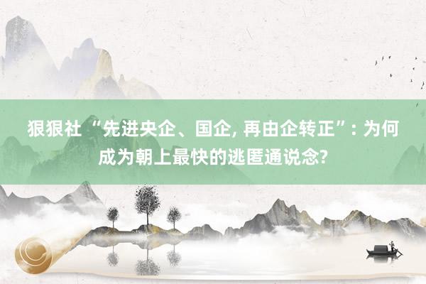 狠狠社 “先进央企、国企， 再由企转正”: 为何成为朝上最快的逃匿通说念?