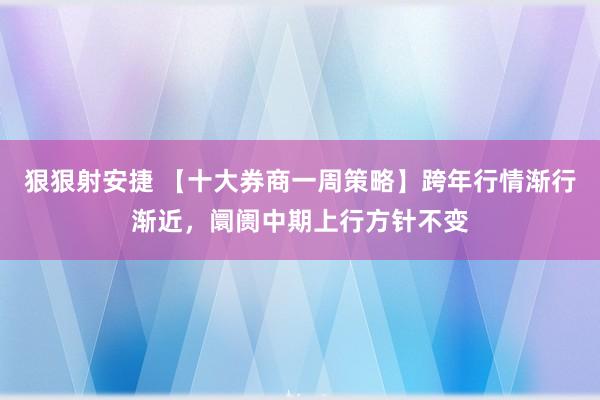 狠狠射安捷 【十大券商一周策略】跨年行情渐行渐近，阛阓中期上行方针不变