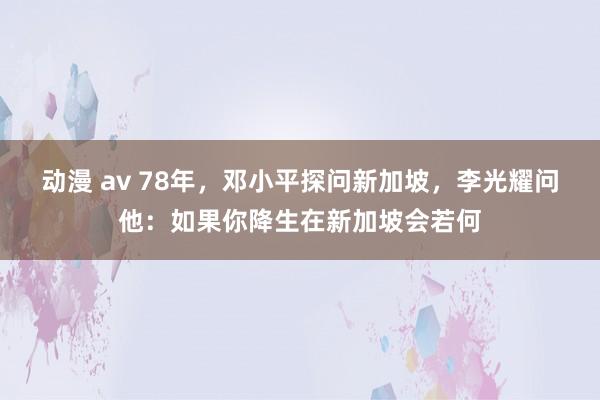 动漫 av 78年，邓小平探问新加坡，李光耀问他：如果你降生在新加坡会若何