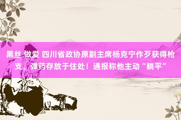 黑丝 做爱 四川省政协原副主席杨克宁作歹获得枪支、弹药存放于住处！通报称他主动“躺平”