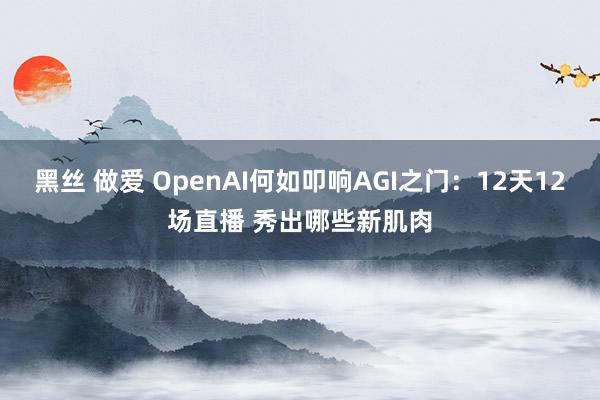 黑丝 做爱 OpenAI何如叩响AGI之门：12天12场直播 秀出哪些新肌肉