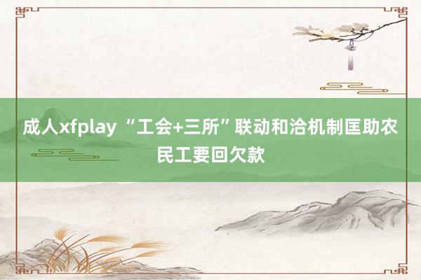 成人xfplay “工会+三所”联动和洽机制匡助农民工要回欠