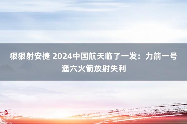 狠狠射安捷 2024中国航天临了一发：力箭一号遥六火箭放射失