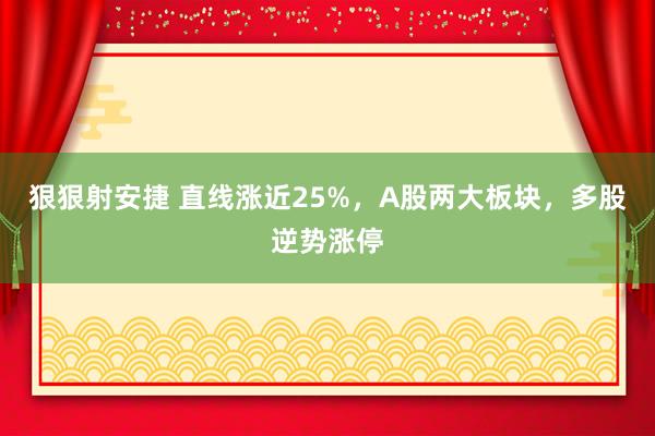 狠狠射安捷 直线涨近25%，A股两大板块，多股逆势涨停