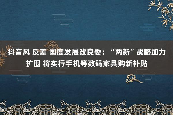 抖音风 反差 国度发展改良委：“两新”战略加力扩围 将实行手