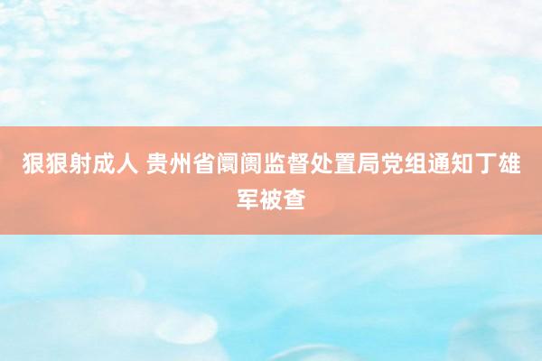 狠狠射成人 贵州省阛阓监督处置局党组通知丁雄军被查