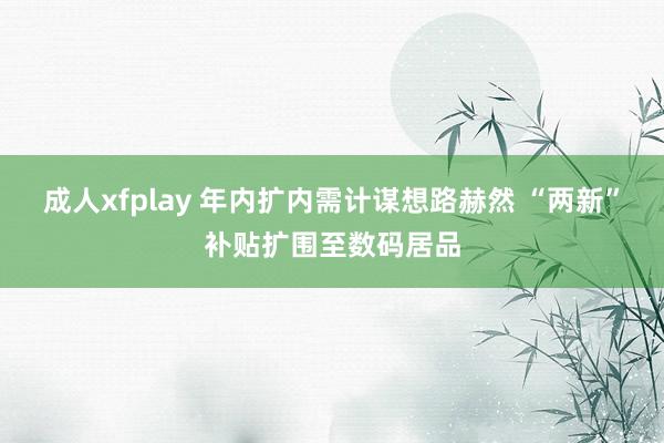 成人xfplay 年内扩内需计谋想路赫然 “两新”补贴扩围至数码居品