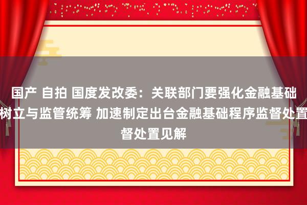 国产 自拍 国度发改委：关联部门要强化金融基础程序树立与监管