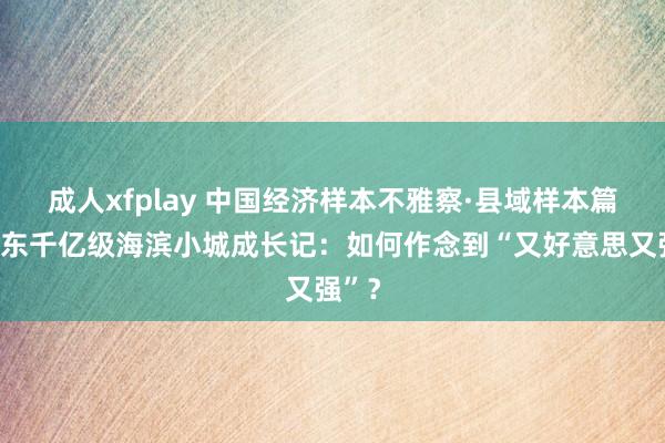 成人xfplay 中国经济样本不雅察·县域样本篇丨山东千亿级