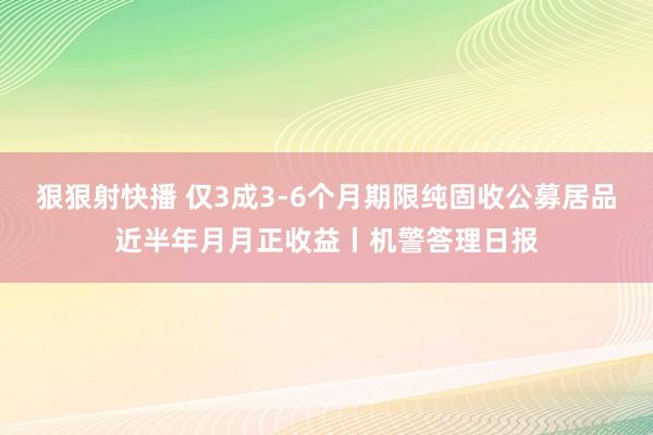 狠狠射快播 仅3成3-6个月期限纯固收公募居品近半年月月正收