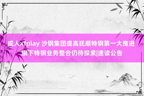 成人xfplay 沙钢集团提高抚顺特钢第一大推进 旗下特钢业